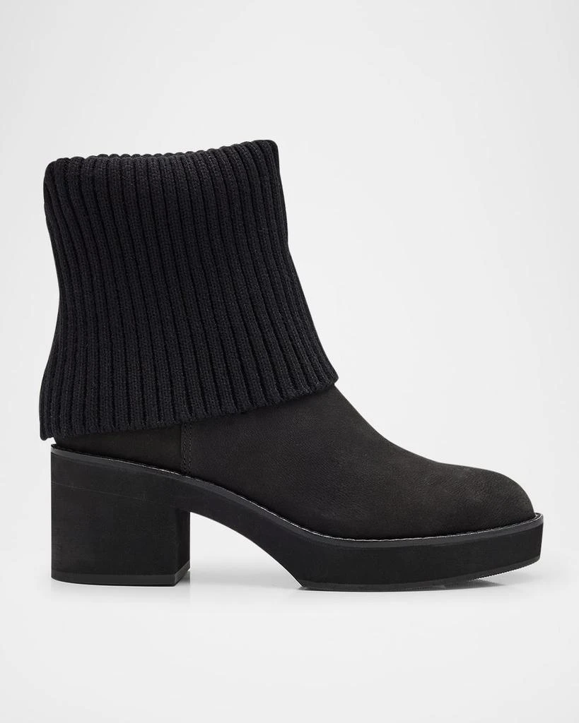 Eileen Fisher Knit Nubuck Leather Platform Ankle Booties 1