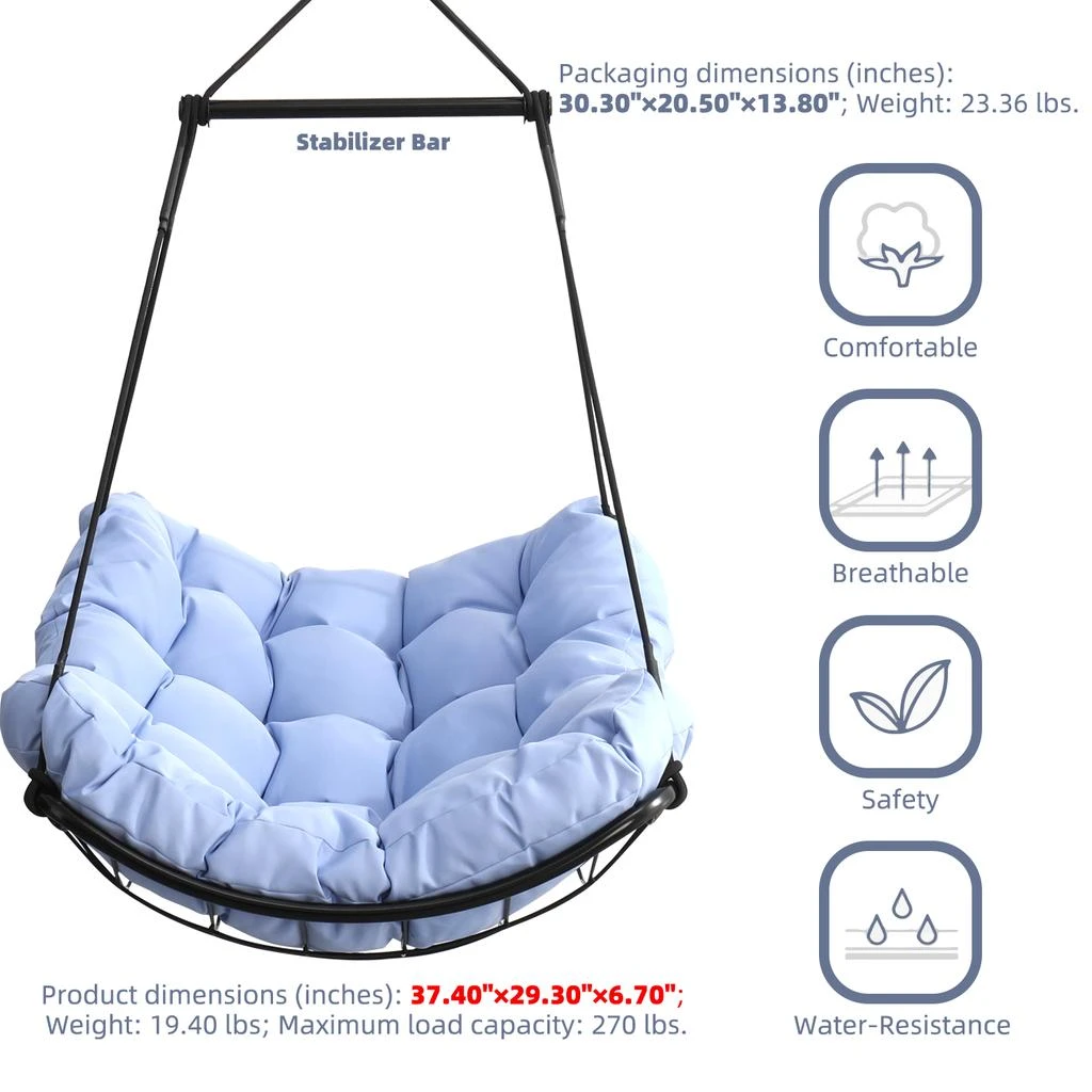 Streamdale Furniture Streamdale Hammock Chair Swing with Cushion - Blue 6