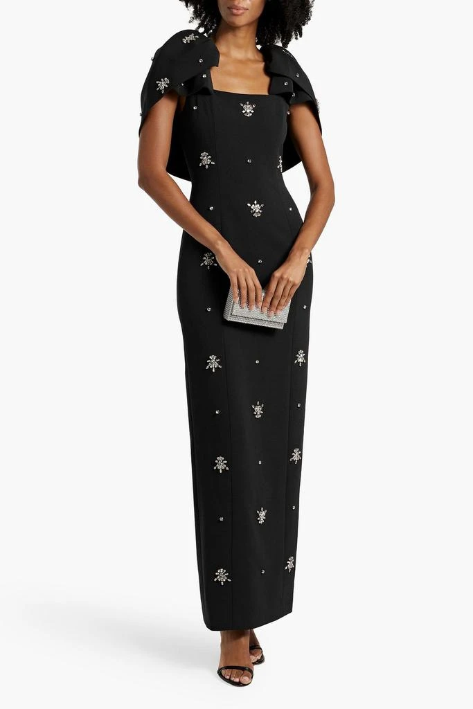 Huishan Zhang Adelaide cape-effect crystal-embellished crepe gown 2