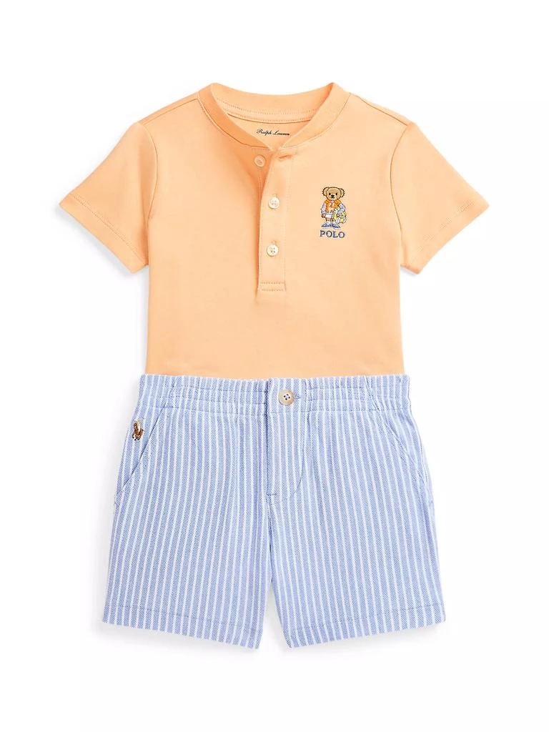 Ralph Lauren Baby Boy's Henley T-Shirt & Striped Shorts 1