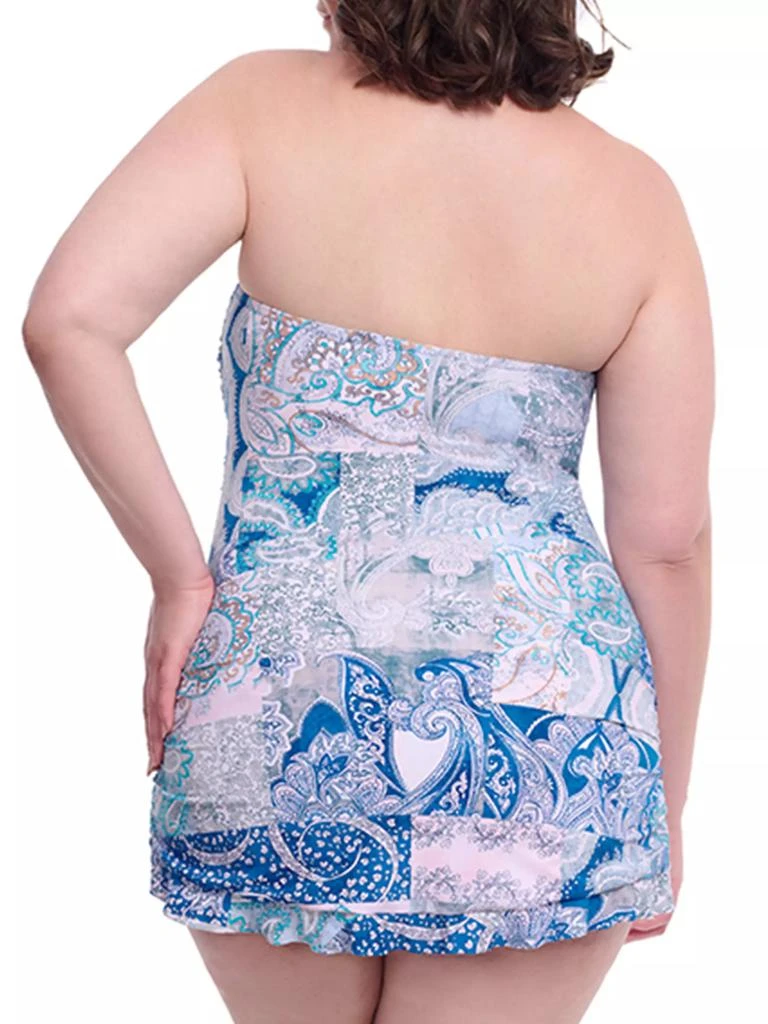 Gottex Swimwear Plus Karma Paisley Bandeau Underwire Swim Dress 4