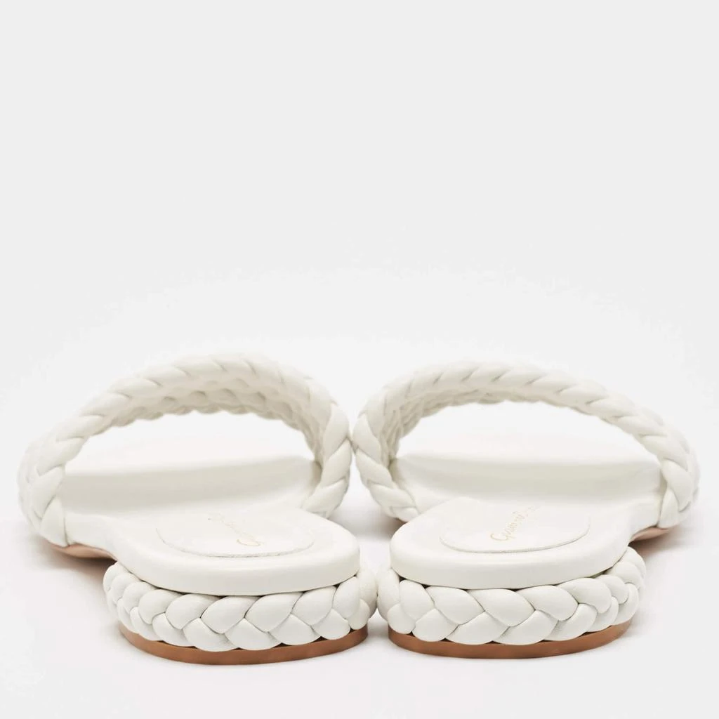 Gianvito Rossi Gianvito Rossi White Braided Leather Slide Flats Size 38.5 5