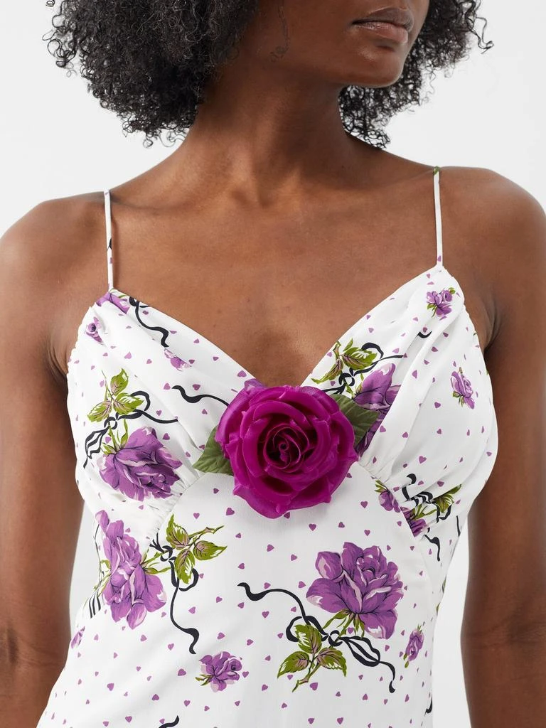 Rodarte Floral-appliqué printed silk slip dress 3