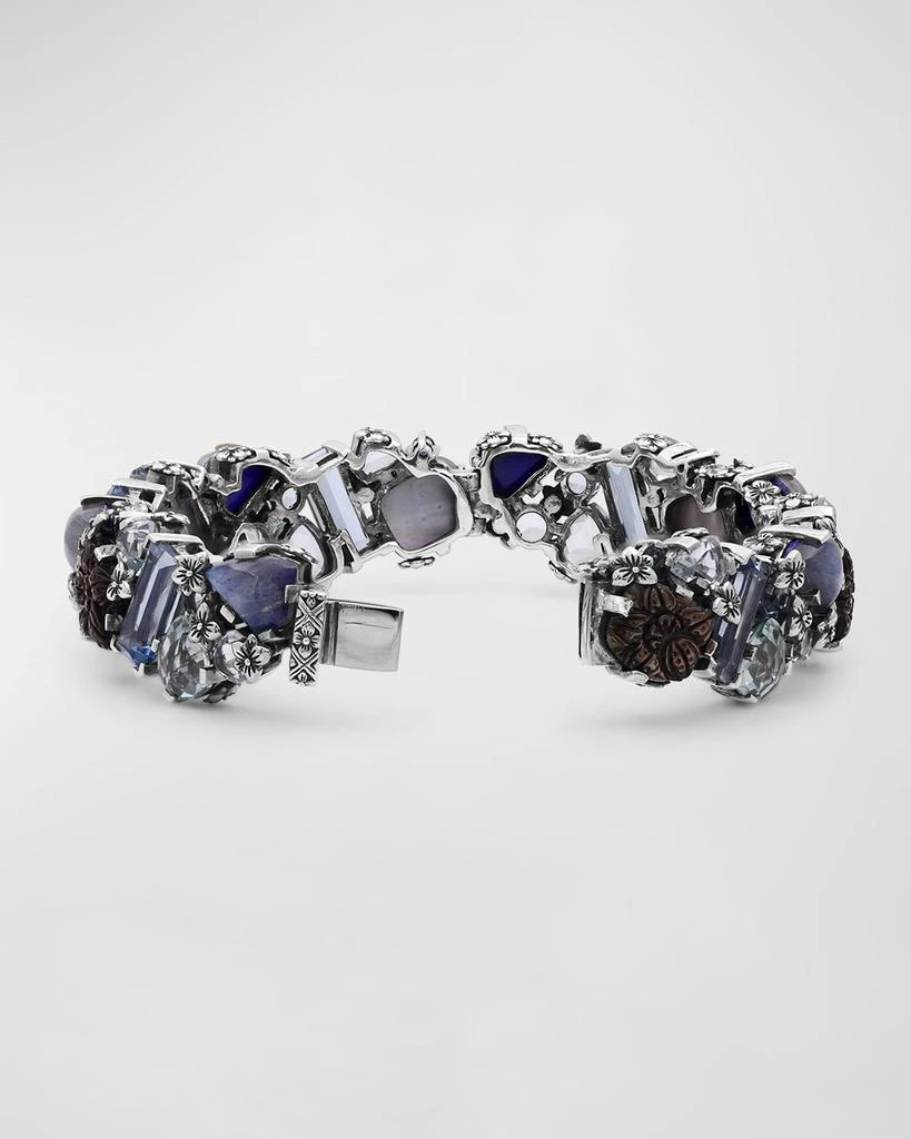 Stephen Dweck Mother-of-Pearl and Blue Topaz Open-Close Bangle in Sterling Silver 3