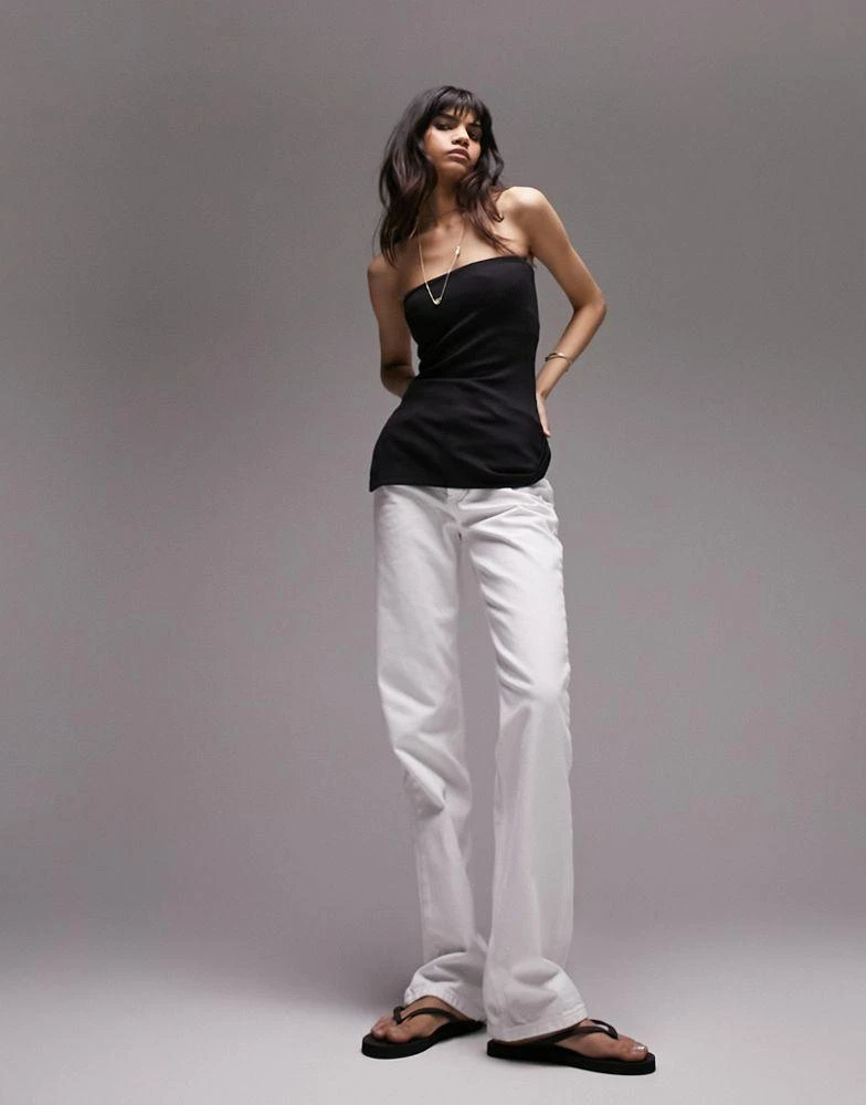 Topshop Topshop high rise straight Kort jeans in white 4