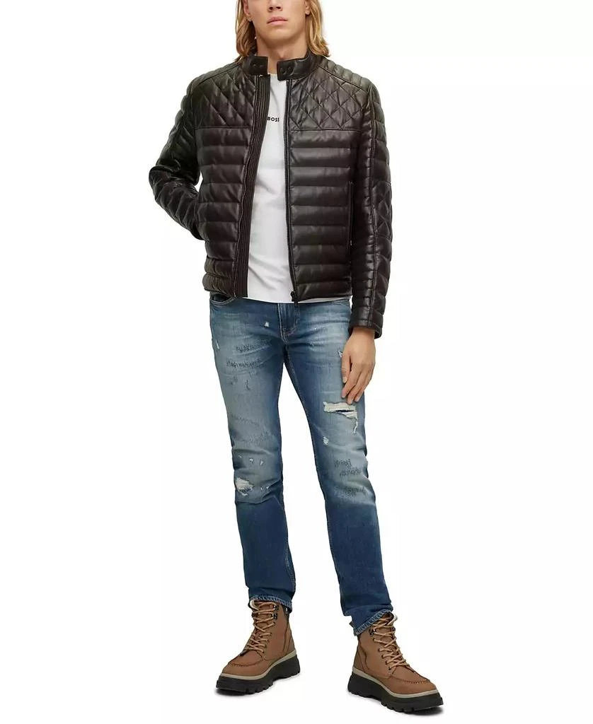 Hugo Boss Men's Nappa Leather Stand Collar Jacket 4