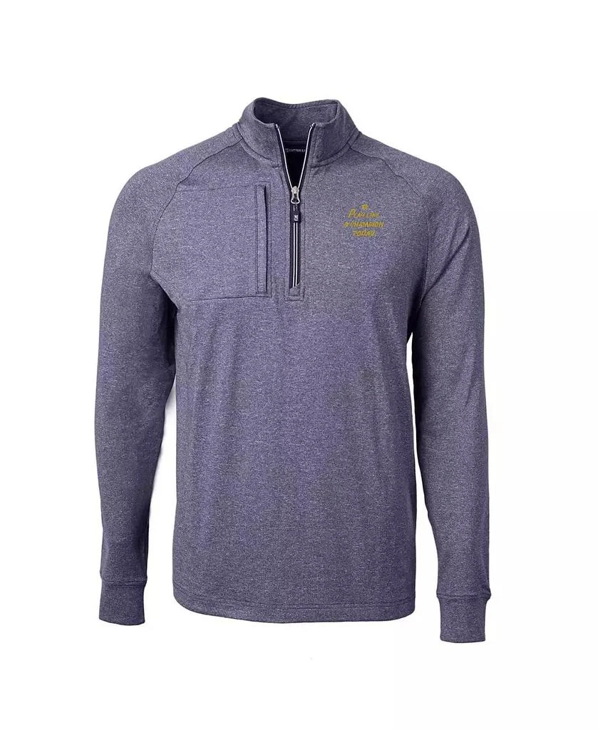 Cutter & Buck Men's Heather Navy Notre Dame Fighting Irish Play Like A Champion Today Adapt Eco Knit Heather Quarter-Zip Sweatshirt 3