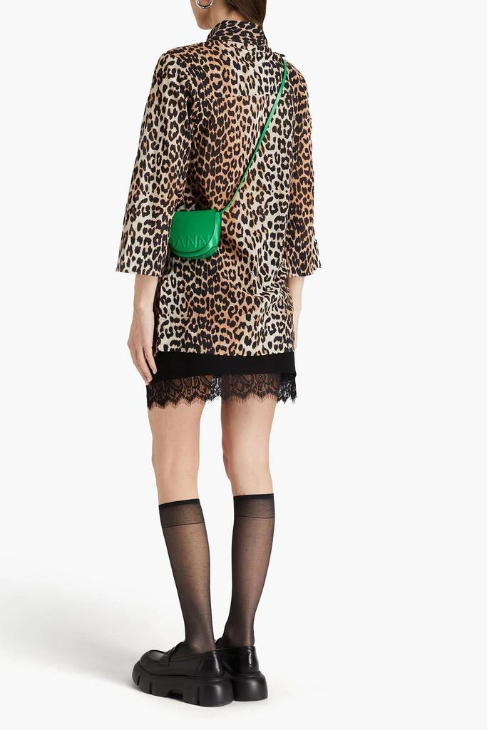 Ganni Ruched leopard-print cotton shirt 3