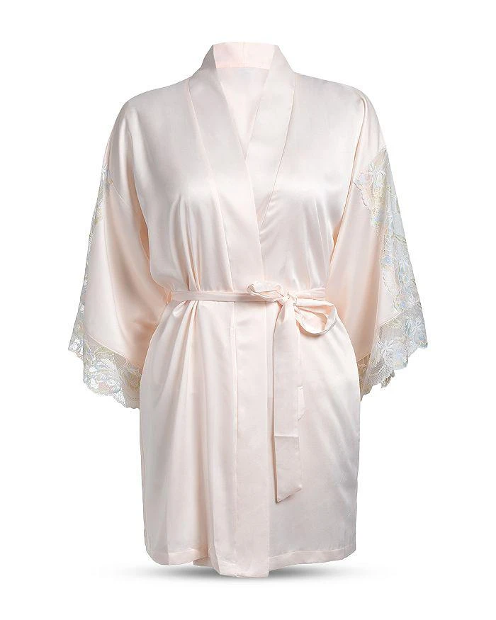 In Bloom Stretch Matte Satin Two Tone Lace Wrap Robe 4