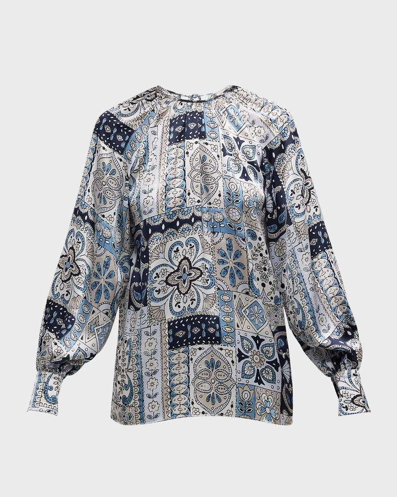 Eleventy Pleated Floral-Print Silk Shirt 1