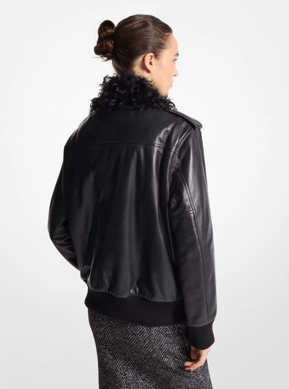 Michael Kors Plongé Leather and Shearling Bomber Jacket 2