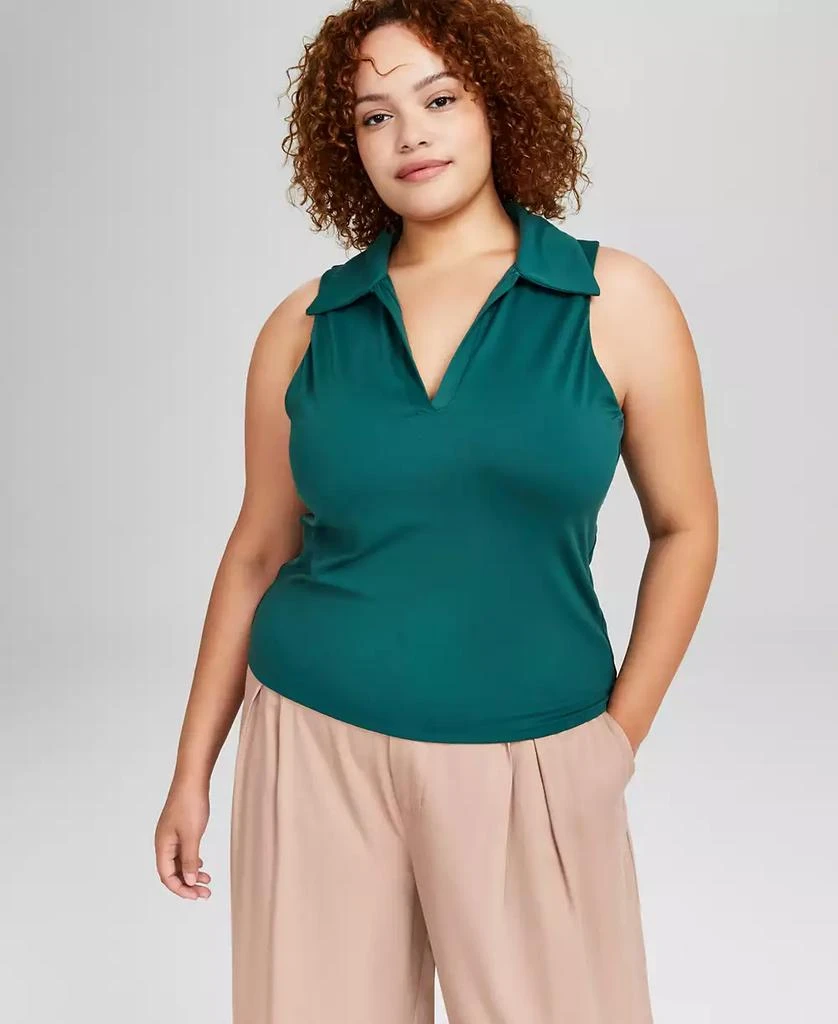 And Now This Trendy Plus Size Venus Sleeveless Polo Top, Created for Macy's 1