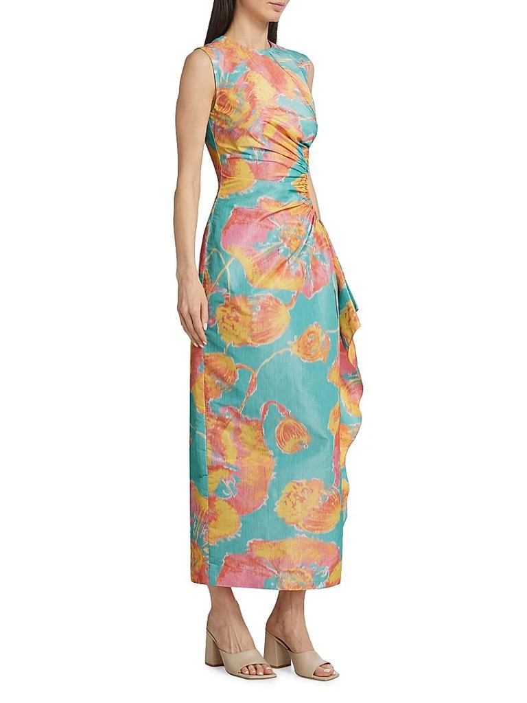 LELA ROSE Julia Printed Draped Midi-Dress 4