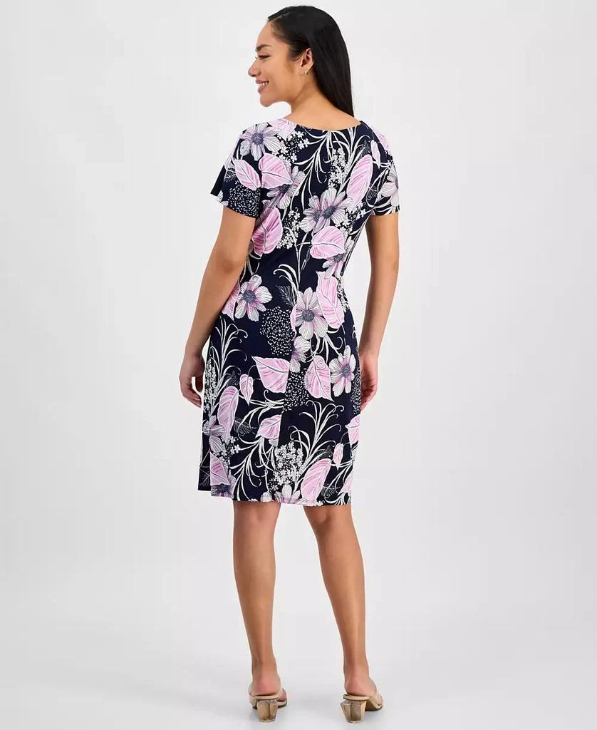 Robbie Bee Petite Printed Jersey Side-Tie Sheath Dress 5