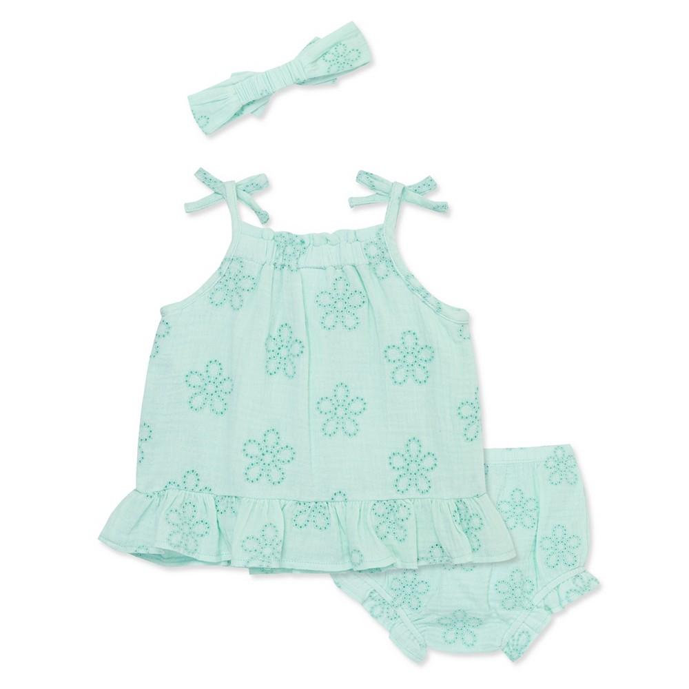 Little Me Baby Girls Eyelet Sunsuit with Headband