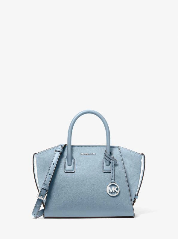 Michael Kors Avril Small Leather and Suede Satchel 1