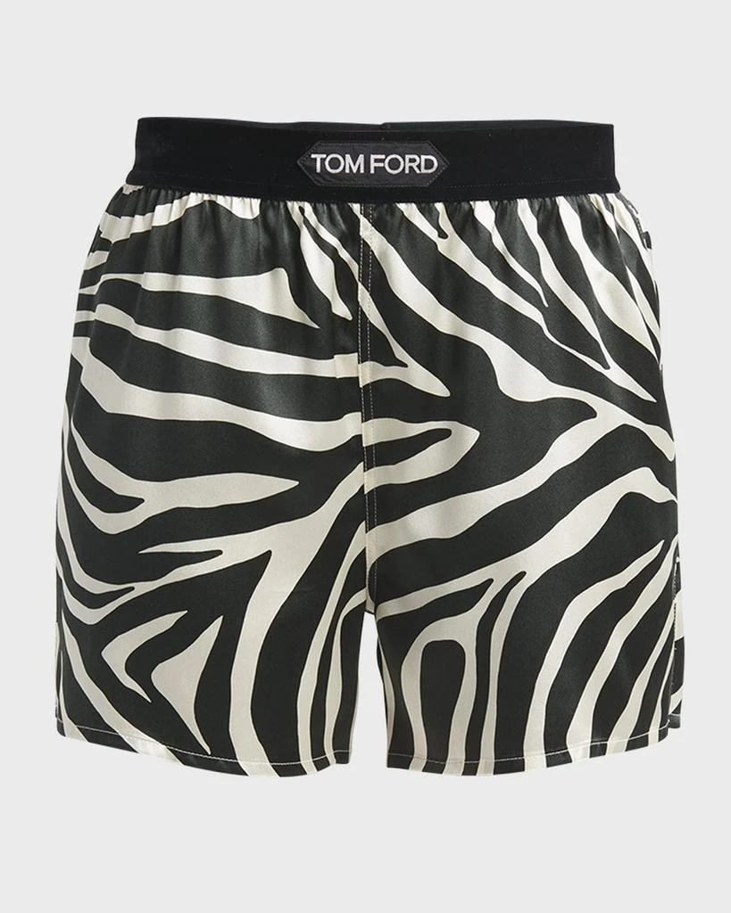 Tom Ford Optical Zebra Print Signature Silk Pajama Shorts 1