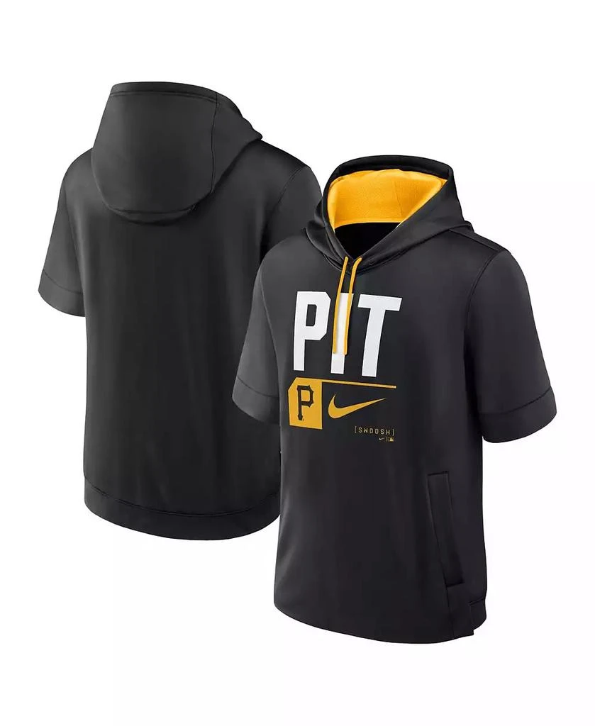 NIKE Men's Black Pittsburgh Pirates Tri Code Lockup Short Sleeve Pullover Hoodie 1