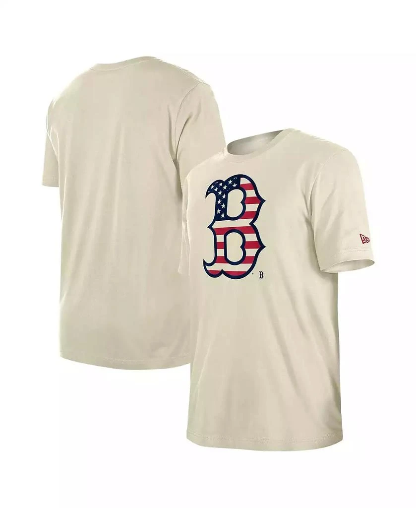 New Era Men's Cream Boston Red Sox 4th of July Flag Fill T-Shirt 1