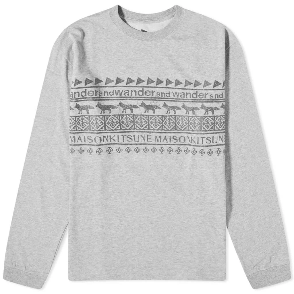 And Wander and wander x Maison Kitsune Long Sleeve Nordic Border T-Shirt 1