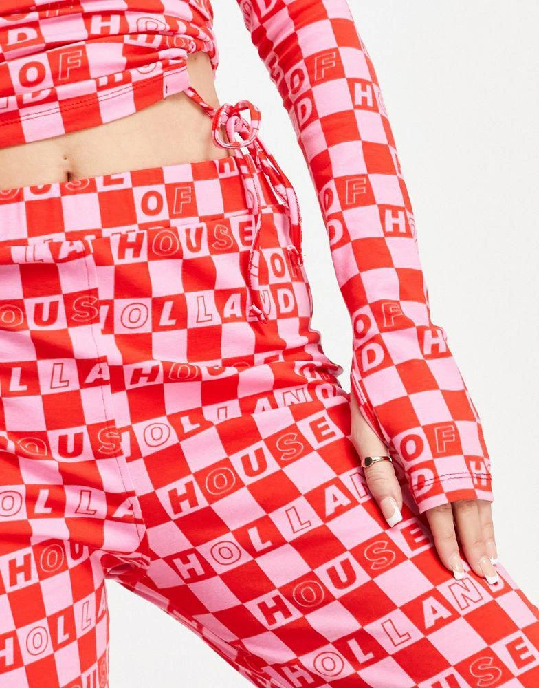 House of Holland House Of Holland checkerboard flared trouser co-ord in pink 3