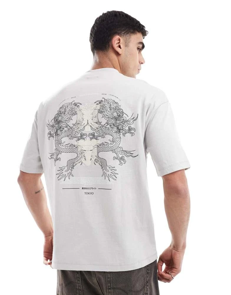 River Island River Island dragon back print t-shirt in grey 1