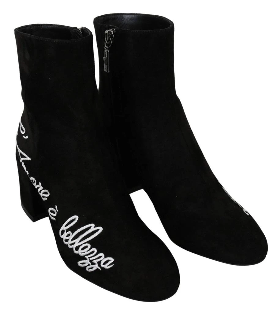 Dolce & Gabbana Dolce & Gabbana  Black Suede L'Amore E'Bellezza Boots Shoes 4