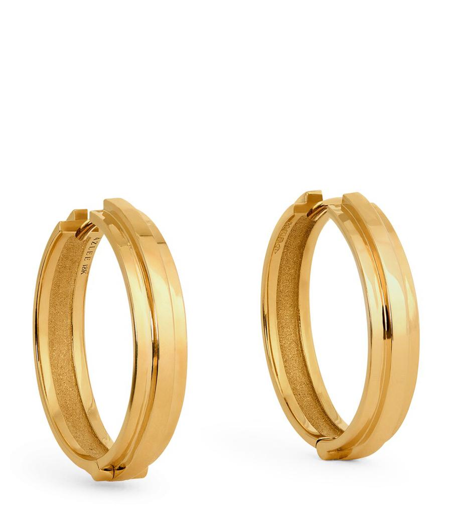 Azlee Yellow Gold Staircase 3-Tier Huggie Earrings