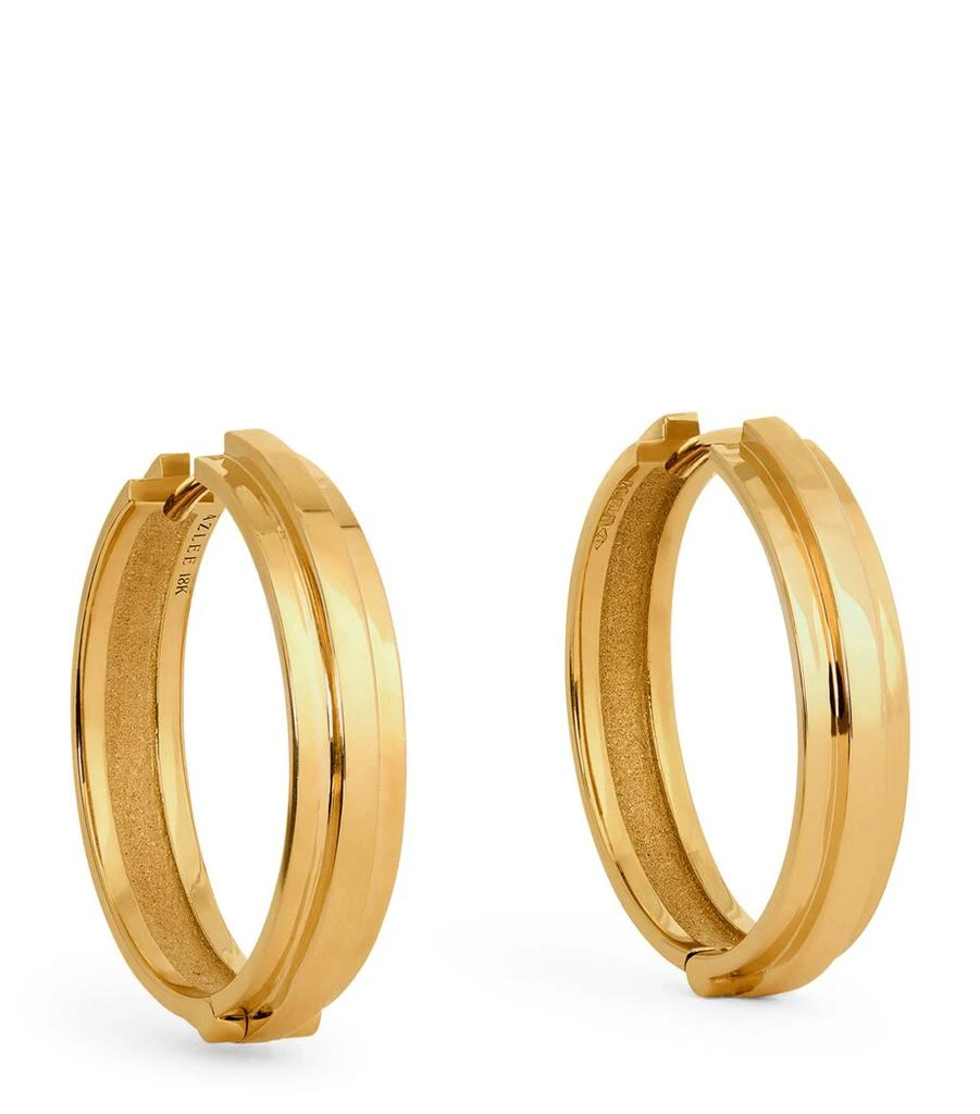 Azlee Yellow Gold Staircase 3-Tier Huggie Earrings 1