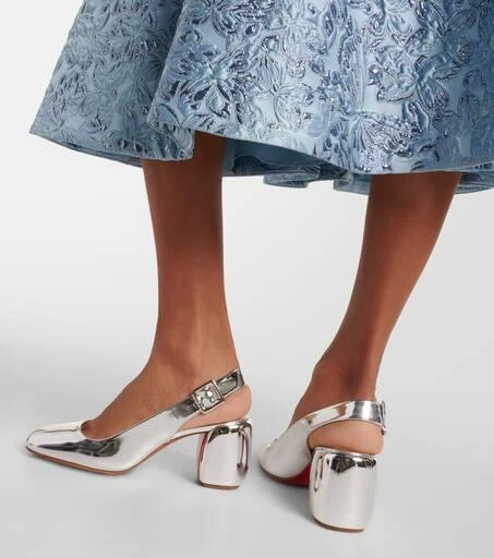 Christian Louboutin Minny 70 metallic leather slingback pumps 7