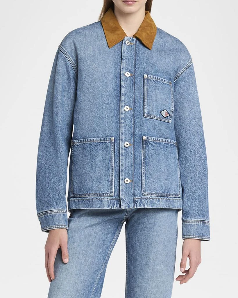 Bottega Veneta Suede Collar Vintage Indigo Denim Jacket 4