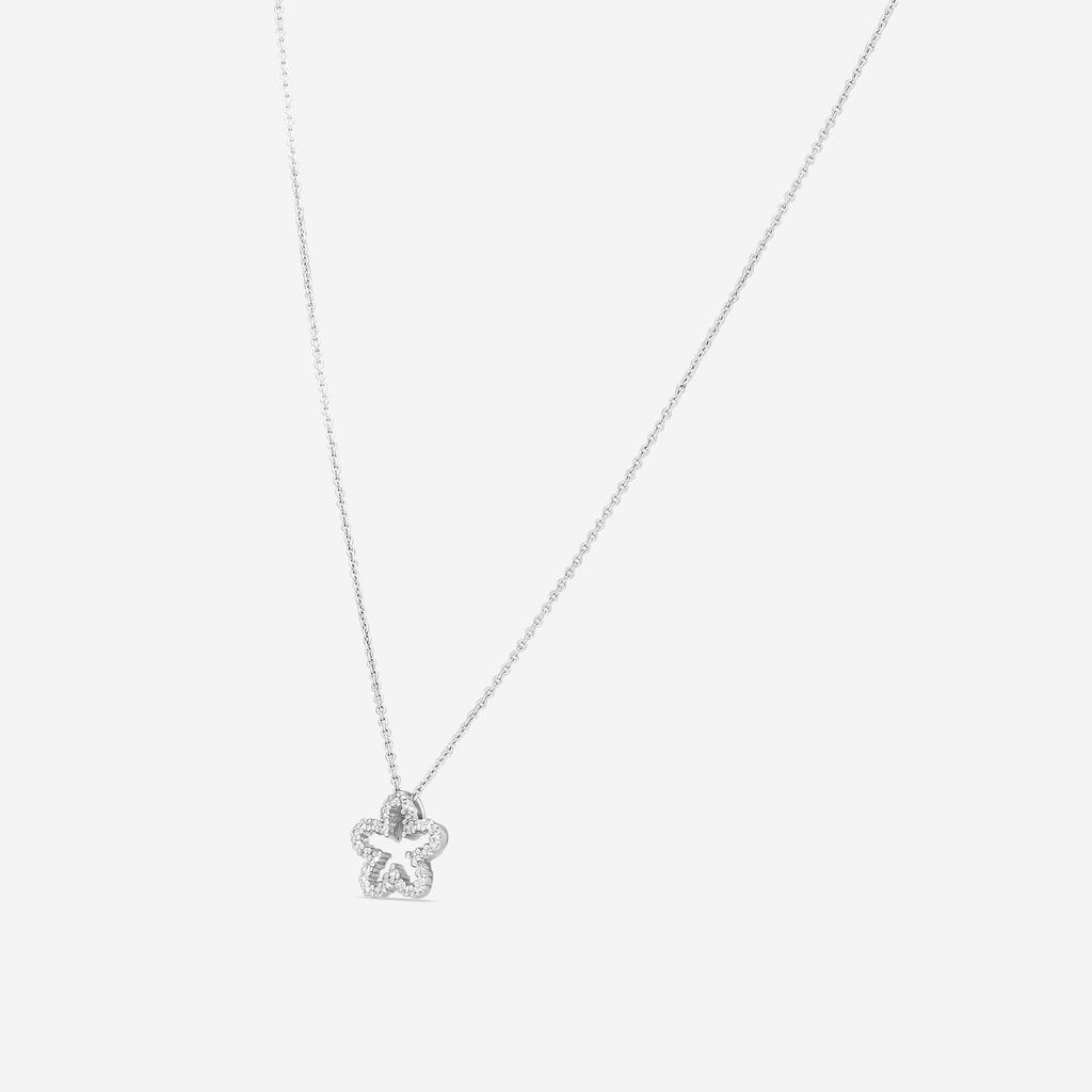 Roberto Coin Roberto Coin Tiny Treasures 18K White Gold Diamond Flower Pendant Necklace 001253AWCHX0