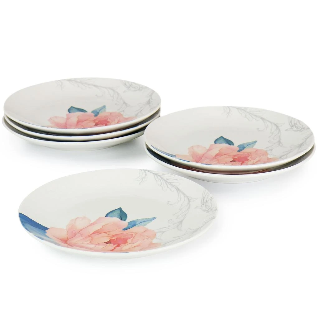 Martha Stewart 8 Inch Fine Ceramic 6 Piece Floral Decorated Dessert Plate Set 2
