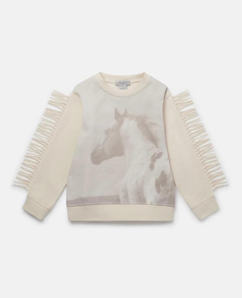 Stella McCartney Stella McCartney - Horse Graphic Fringed Sweatshirt, Woman, Grey, Size: 3 1