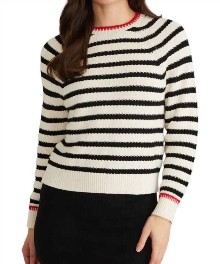 525 America 525 America - Stripe Textured Saddle Sleeve Pullover Sweater