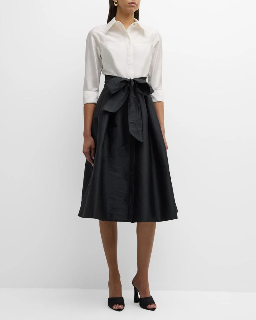 Teri Jon Two-Tone 3/4-Sleeve Taffeta Shirtdress 2