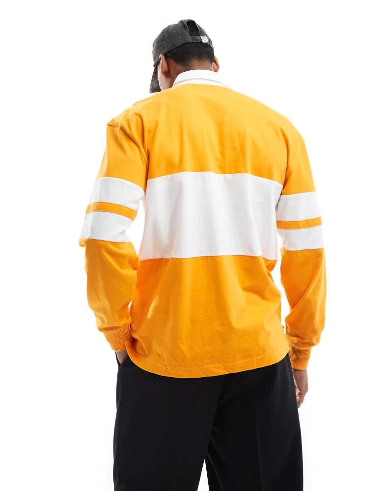 HOLLISTER Hollister Mclaren long sleeve rugby polo in orange 4
