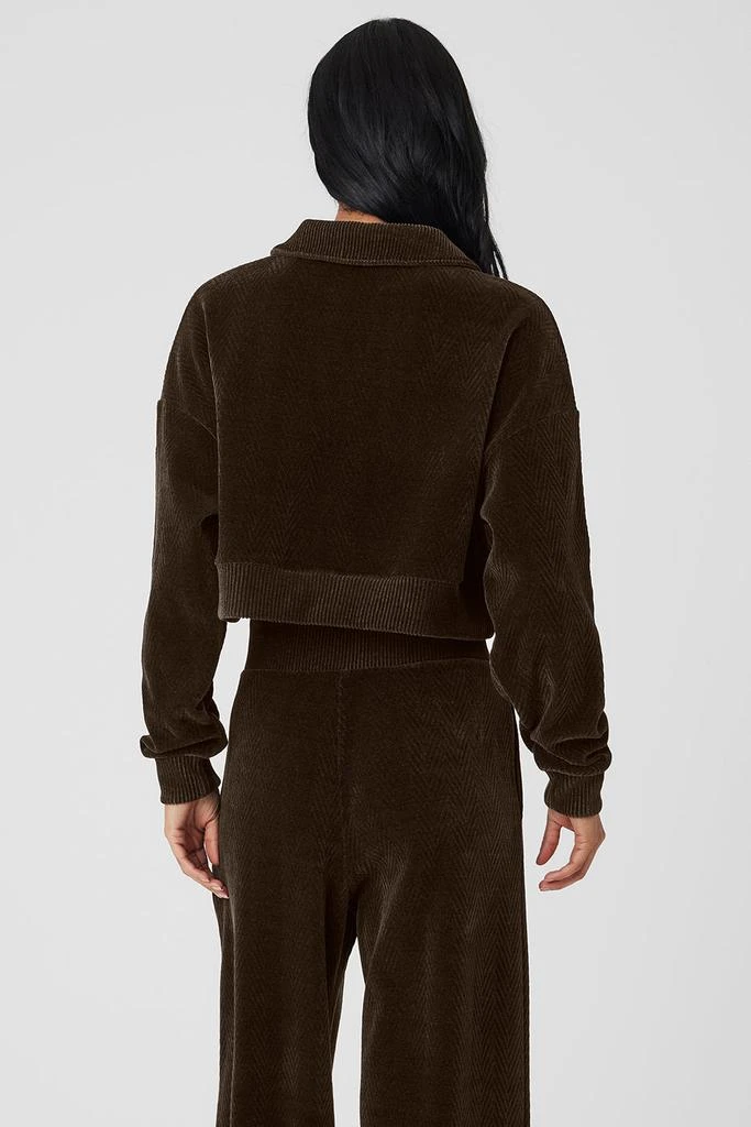 Alo Cropped Cozy Day Henley Pullover - Espresso 4