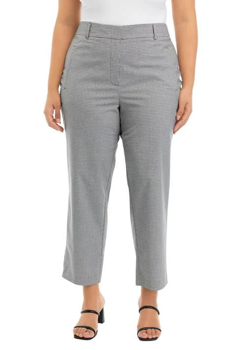 Rafaella Plus Size Check Gabardine Straight Leg Pants 1