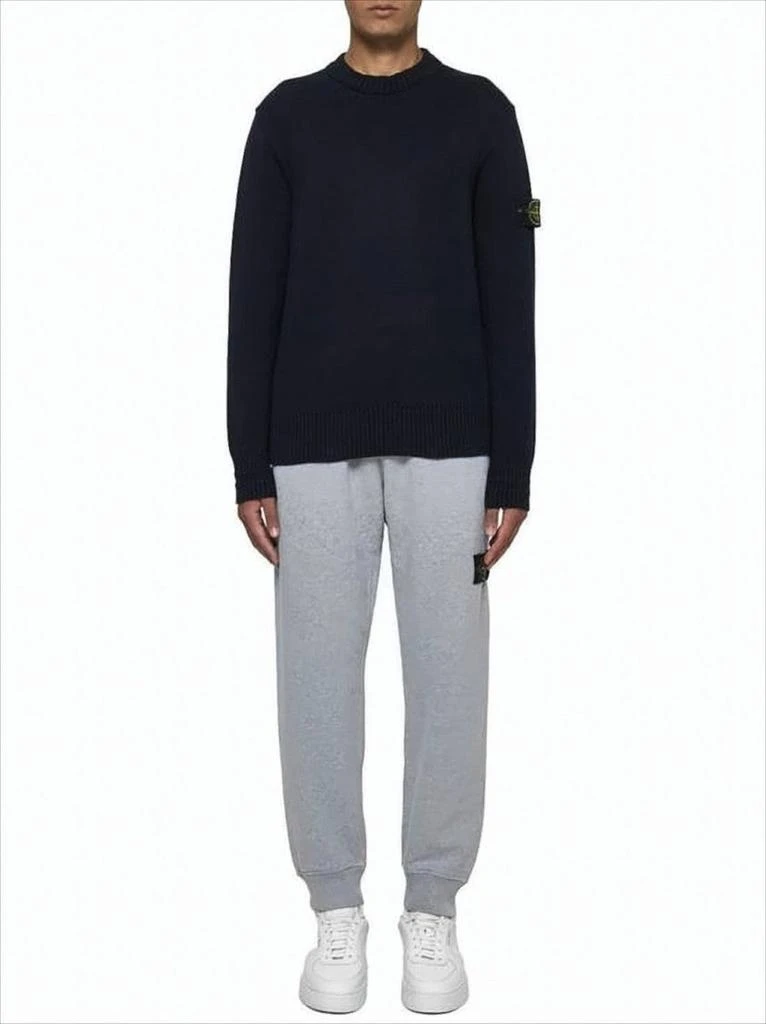 Stone Island Light Grey Relaxed Fit Jogger Pants with Iconic Patch Logo 2