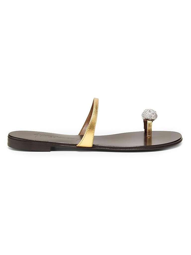 Giuseppe Zanotti 30th Anniversary Crystal-Embellished Toe Ring Metallic Leather Sandals 1