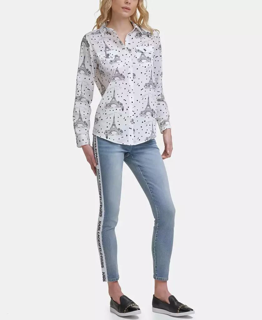 Karl Lagerfeld Paris Women's Printed Whimsical Long Sleeve Top 4