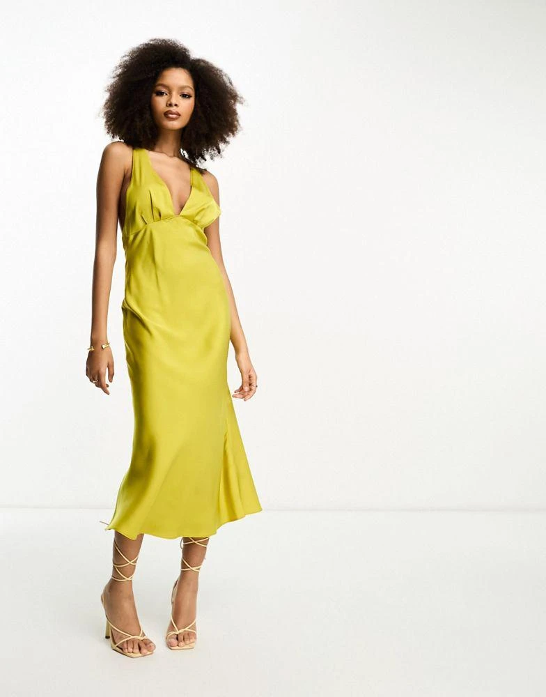 green emerald velvet dress Jasmine Halter Midi Dress ~ Moss Green Crisp – Show Me Your Mumu main image 0