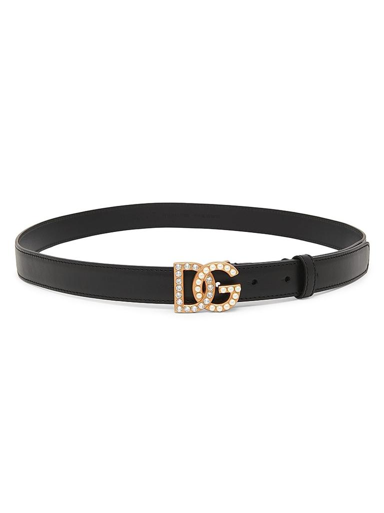 Dolce & Gabbana Leather belt with baroque DG logo - Belts - Free