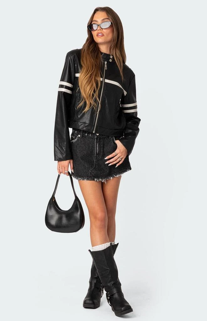 Edikted Rockstar Oversized Faux Leather Jacket 2