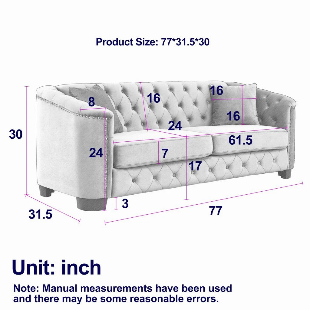 Streamdale Furniture Streamdale 3-seater + 3-seater Combination sofa.Velvet black 4