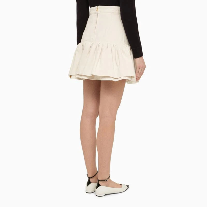PATOU White cotton flounced mini skirt 4