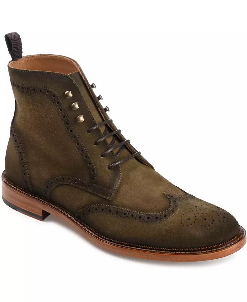 Taft Men's Mack Handcrafted Burnished Suede Leather Wingtip Brogue Dress Lace-up Boots