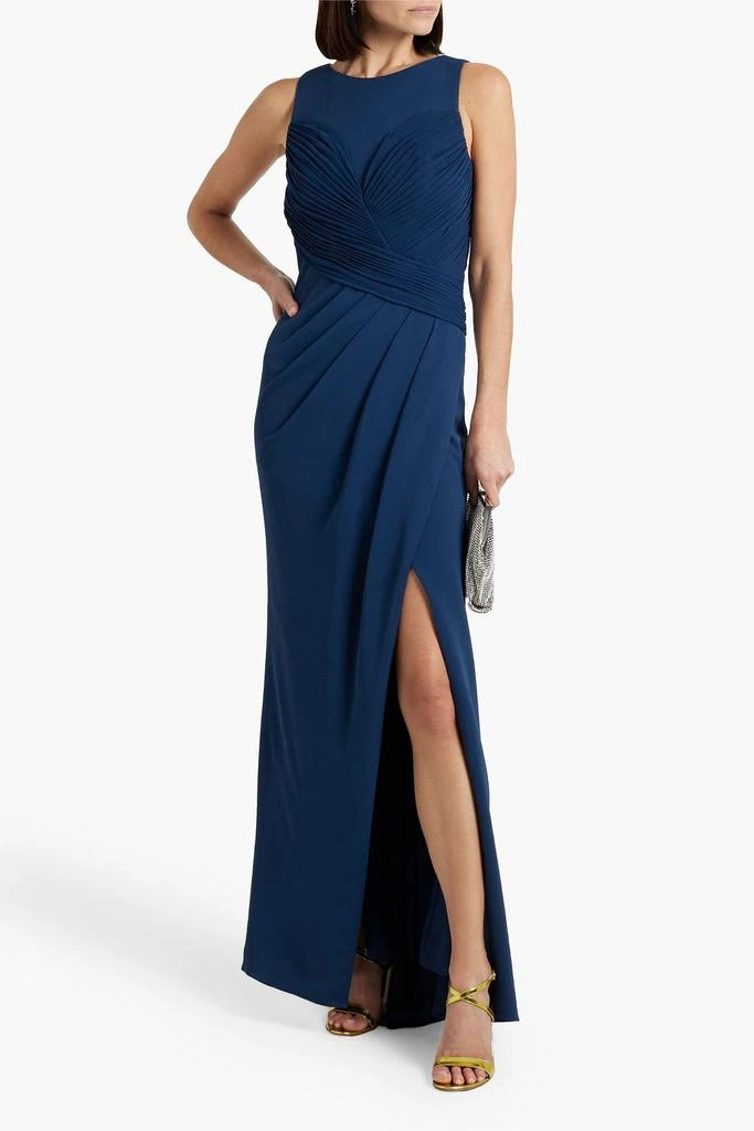 strapless open back dress Stripe Crepe Midi Dress in Grey main image 0