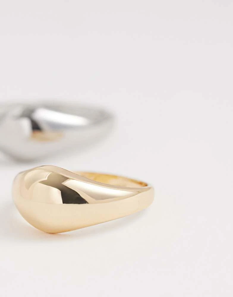 ASOS ASOS DESIGN Curve pack of 2 bubble rings in gold and silver tone 2